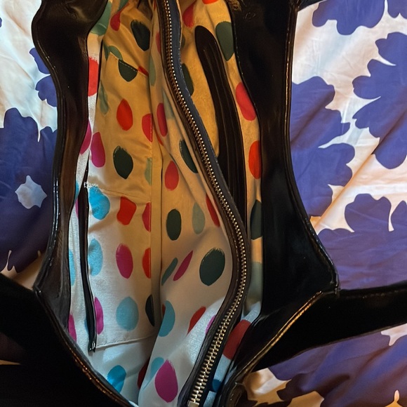 Kate Spade black patent leather shoulder bag tote - Picture 3 of 6
